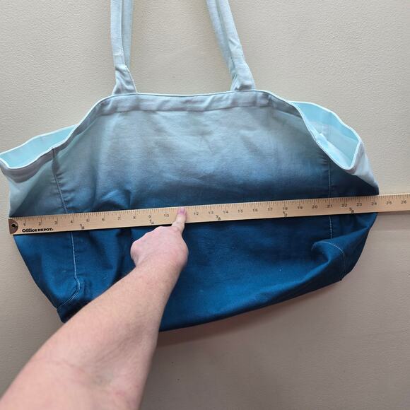 Athleta Ombre Canvas Tote Gym Beach Shopping Open Bag Sports Blue Overnight - Picture 5 of 7